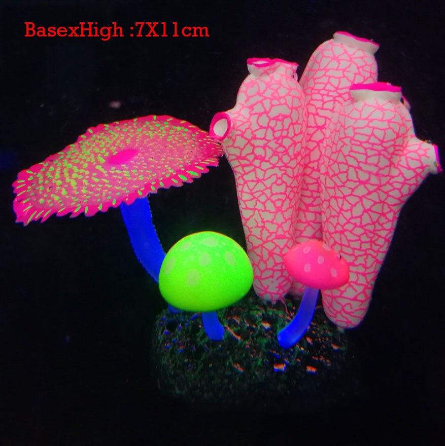 Silicone Glowing Artificial Fish Tank Aquarium Plants Ornament Underwater Ascidian Lettuce Anemone Coral Plant Decor Accessories