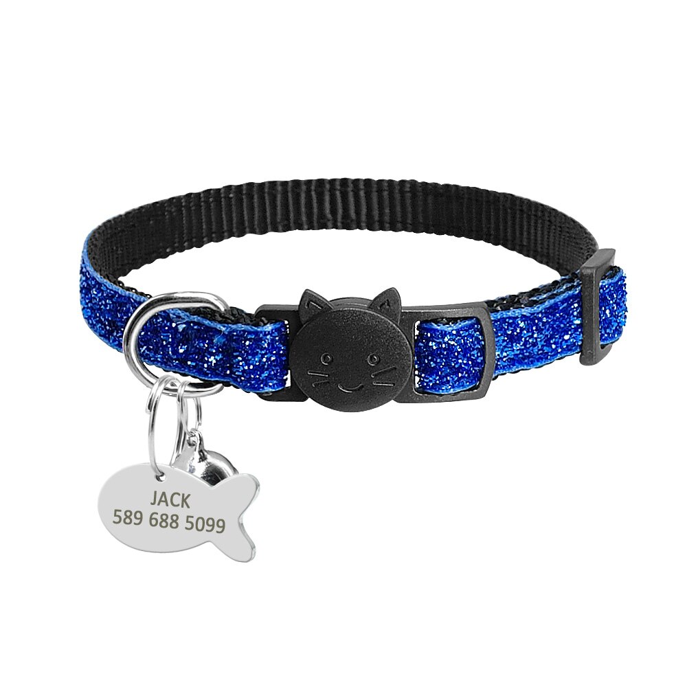 Custom Safety Cat Collar Personalized Cute Kitten Puppy Collars with Bell Name Tag Nylon Print Pet Cats Necklace Accessories