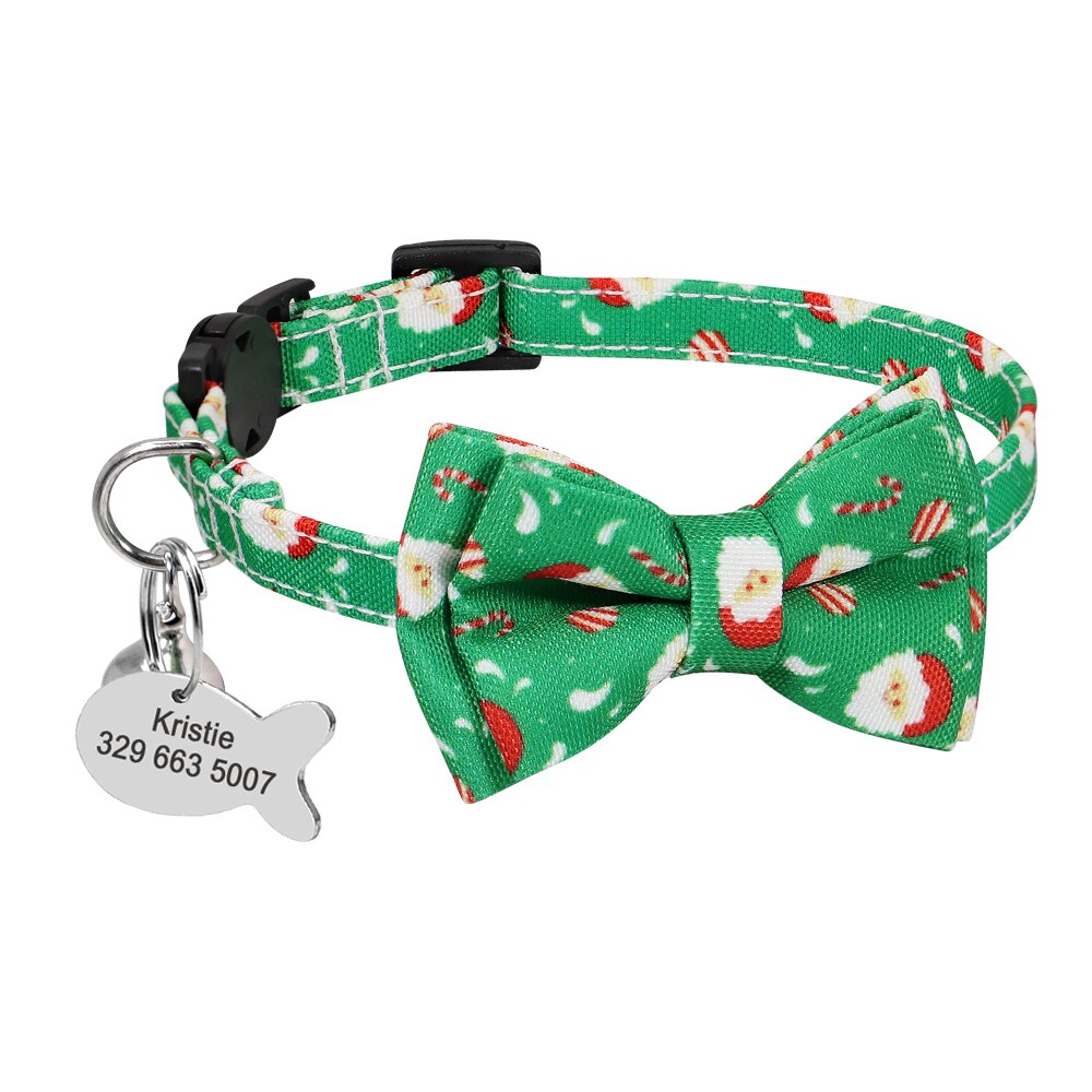 Custom Safety Cat Collar Personalized Cute Kitten Puppy Collars with Bell Name Tag Nylon Print Pet Cats Necklace Accessories