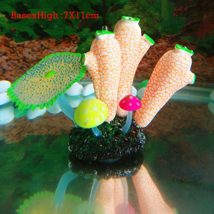 Silicone Glowing Artificial Fish Tank Aquarium Plants Ornament Underwater Ascidian Lettuce Anemone Coral Plant Decor Accessories