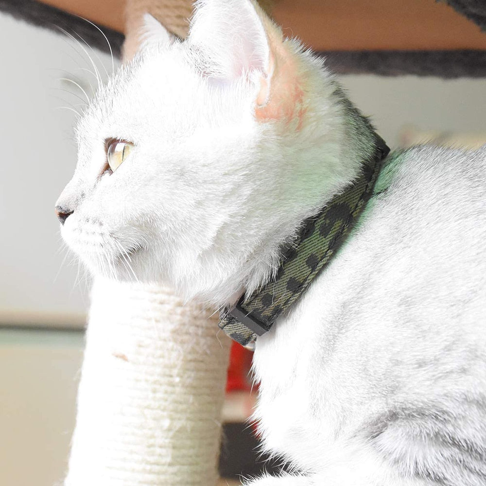 Cat Collar Breakaway with Bell Leopard Durable & Safe Cute Kitten Collars Safety Adjustable Kitty Collar for Cat Puppy 7.5-11in