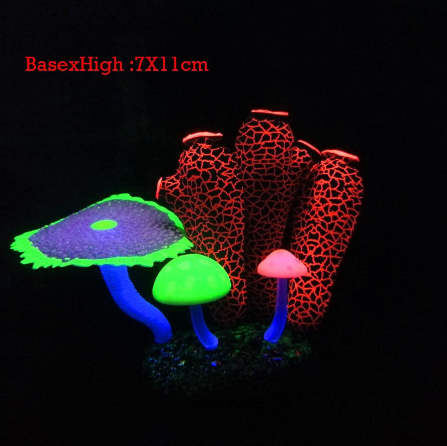Silicone Glowing Artificial Fish Tank Aquarium Plants Ornament Underwater Ascidian Lettuce Anemone Coral Plant Decor Accessories