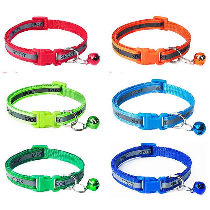 Adjustable Cat Collar Cute Fishbone Print Breakaway Nylon Pet Puppy Dog Kitten Cat Collar with Bells 19-32cm 1.0cm Drop Shipping