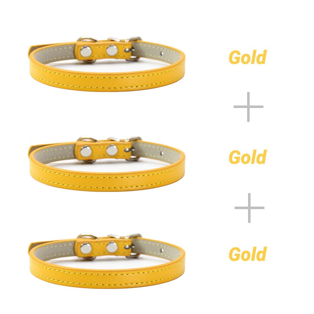 3 Pcs/Lot Soft PU Leather Cat Collar Solid Color Puppy Necklace Collar For Cat Kitten Accessories Pet Supplies Chihuahua XS/S/M