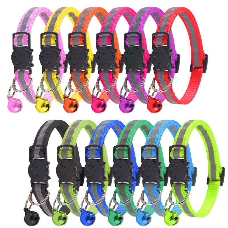 12 Colors Reflective Cats Bells Collars Adjustable Dog Leash Pet Collar for Cats And Small Dogs Pet Supplies