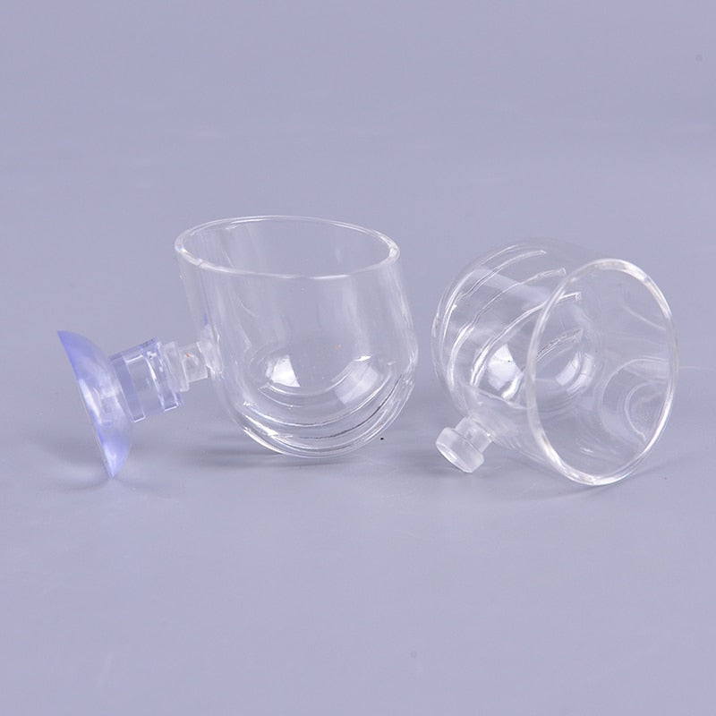 Aquarium Decoration Plant Cup Pot Acrylic Waterweed Cup with Suction Holder Mini Gardening Vase Red Worm Feeder For Fish Tank