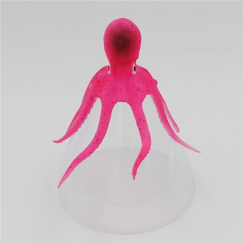 1pcs Fish Tank Silicone Artificial Octopus Aquarium Fish Tank Fluorescent Decorations Octopus with Suction Cup