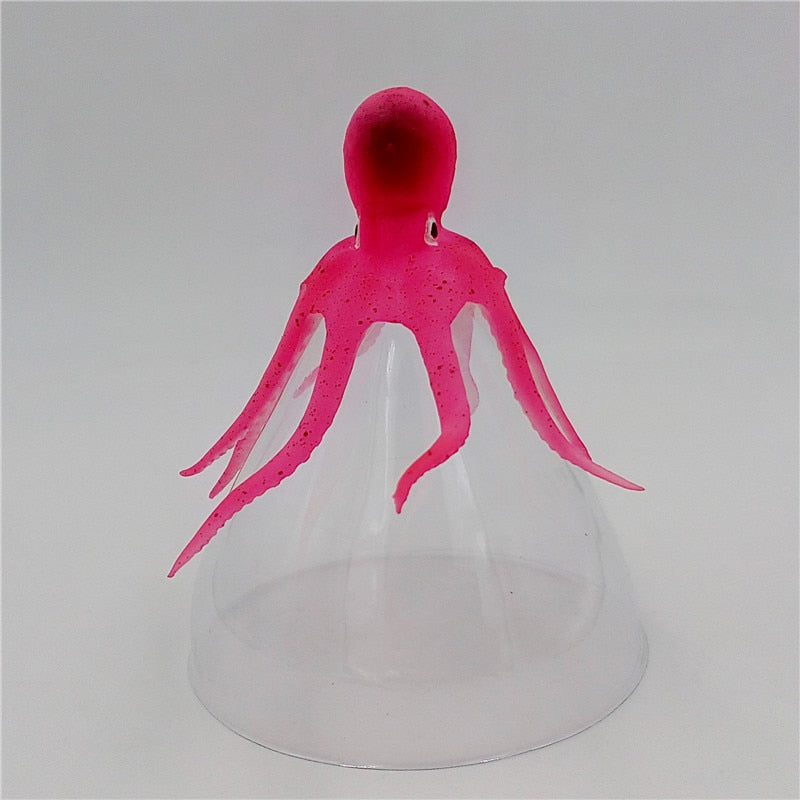1pcs Fish Tank Silicone Artificial Octopus Aquarium Fish Tank Fluorescent Decorations Octopus with Suction Cup
