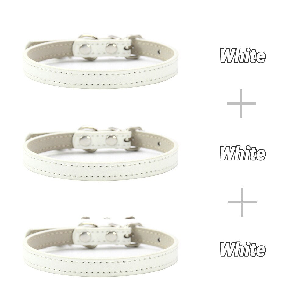3 Pcs/Lot Soft PU Leather Cat Collar Solid Color Puppy Necklace Collar For Cat Kitten Accessories Pet Supplies Chihuahua XS/S/M