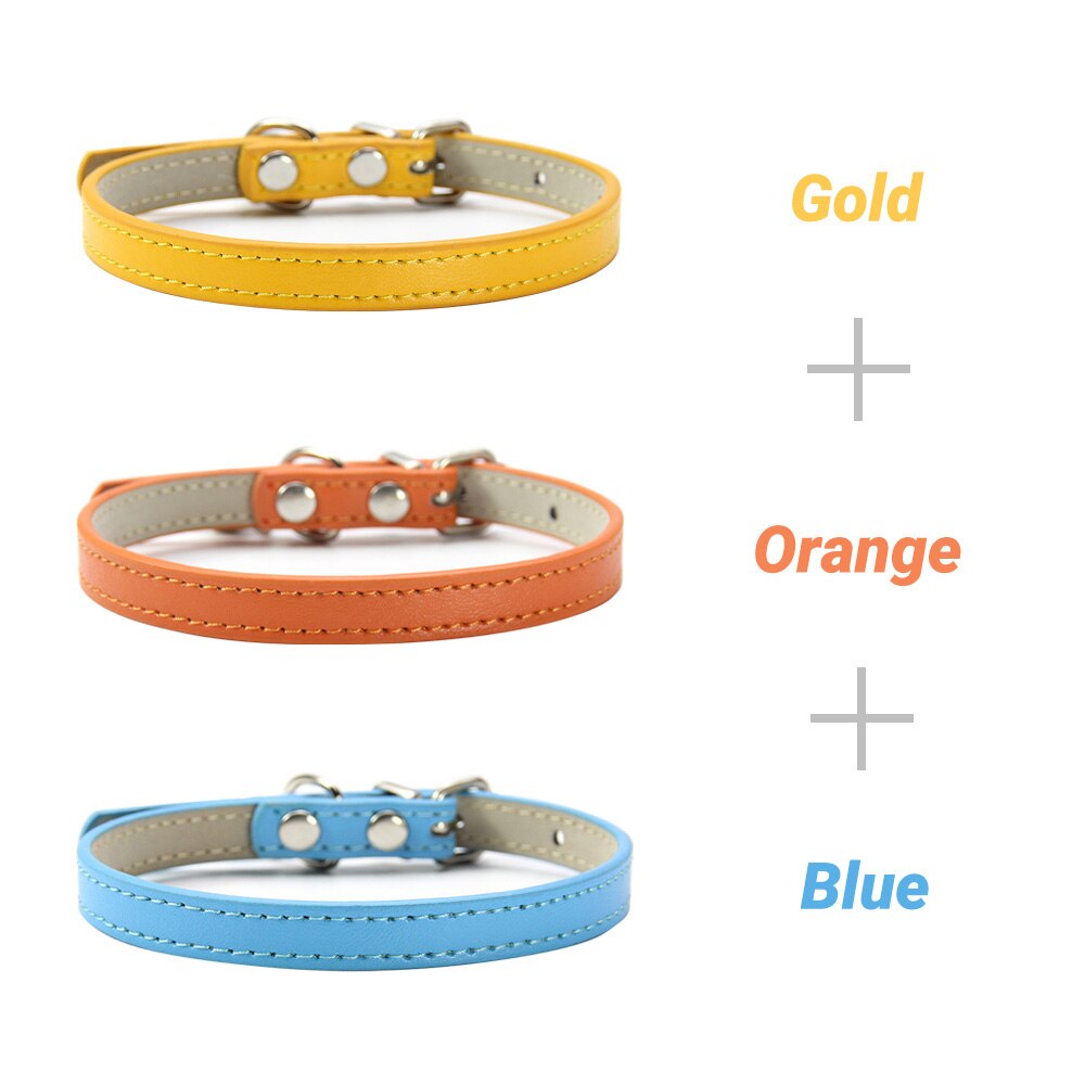 3 Pcs/Lot Soft PU Leather Cat Collar Solid Color Puppy Necklace Collar For Cat Kitten Accessories Pet Supplies Chihuahua XS/S/M