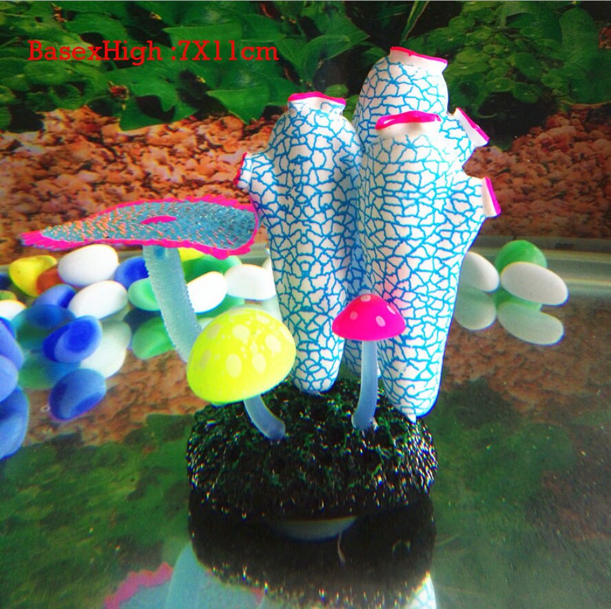 Silicone Glowing Artificial Fish Tank Aquarium Plants Ornament Underwater Ascidian Lettuce Anemone Coral Plant Decor Accessories