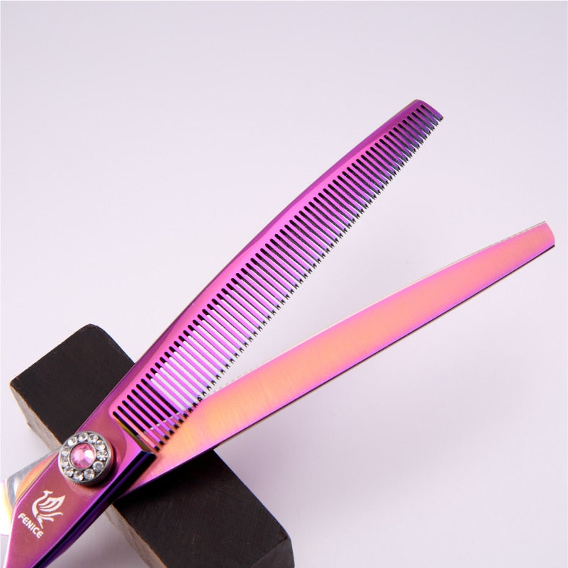 Fenice high-end 7.25 inch professional dog grooming scissors curved thinning shears for dogs & cats animal hair tijeras tesoura
