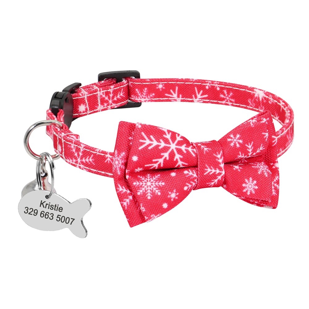 Custom Safety Cat Collar Personalized Cute Kitten Puppy Collars with Bell Name Tag Nylon Print Pet Cats Necklace Accessories
