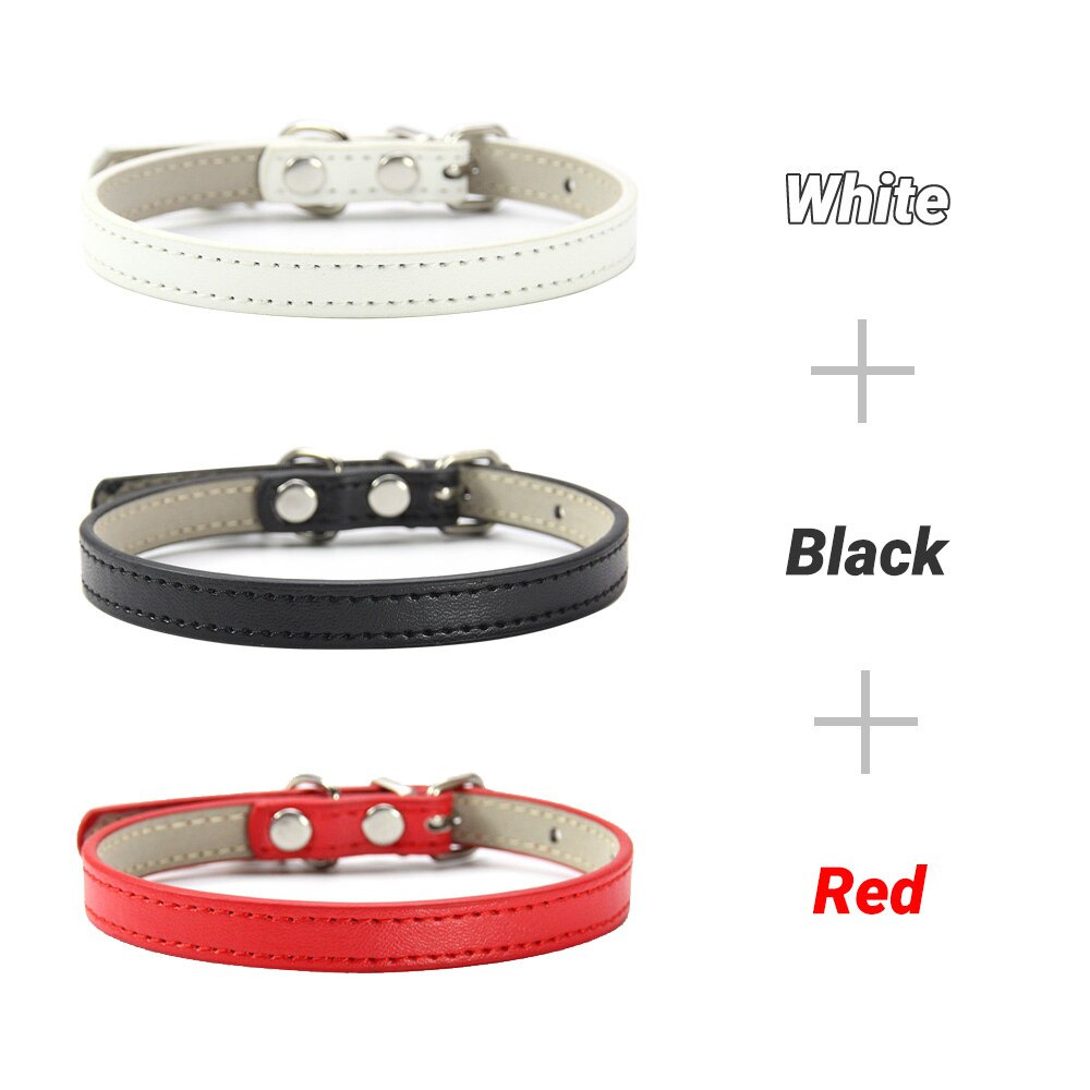 3 Pcs/Lot Soft PU Leather Cat Collar Solid Color Puppy Necklace Collar For Cat Kitten Accessories Pet Supplies Chihuahua XS/S/M