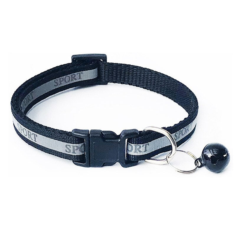Adjustable Cat Collar Cute Fishbone Print Breakaway Nylon Pet Puppy Dog Kitten Cat Collar with Bells 19-32cm 1.0cm Drop Shipping