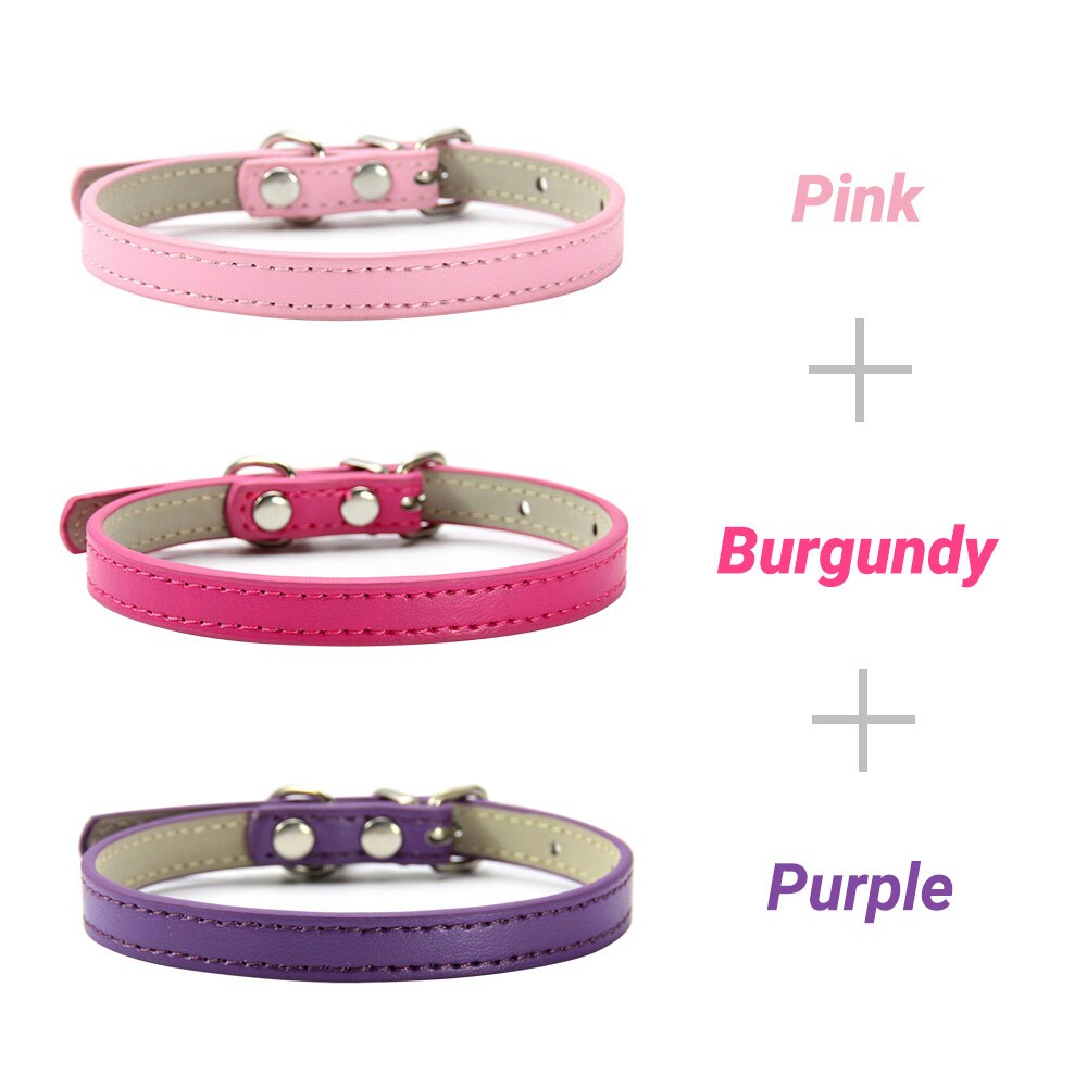 3 Pcs/Lot Soft PU Leather Cat Collar Solid Color Puppy Necklace Collar For Cat Kitten Accessories Pet Supplies Chihuahua XS/S/M