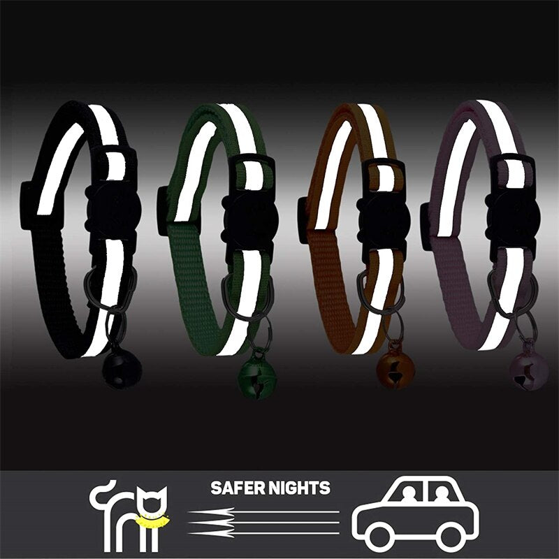 12 Colors Reflective Cats Bells Collars Adjustable Dog Leash Pet Collar for Cats And Small Dogs Pet Supplies