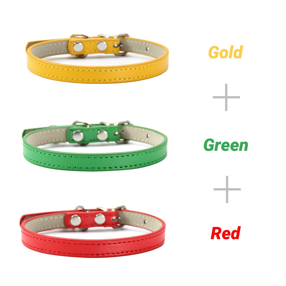 3 Pcs/Lot Soft PU Leather Cat Collar Solid Color Puppy Necklace Collar For Cat Kitten Accessories Pet Supplies Chihuahua XS/S/M