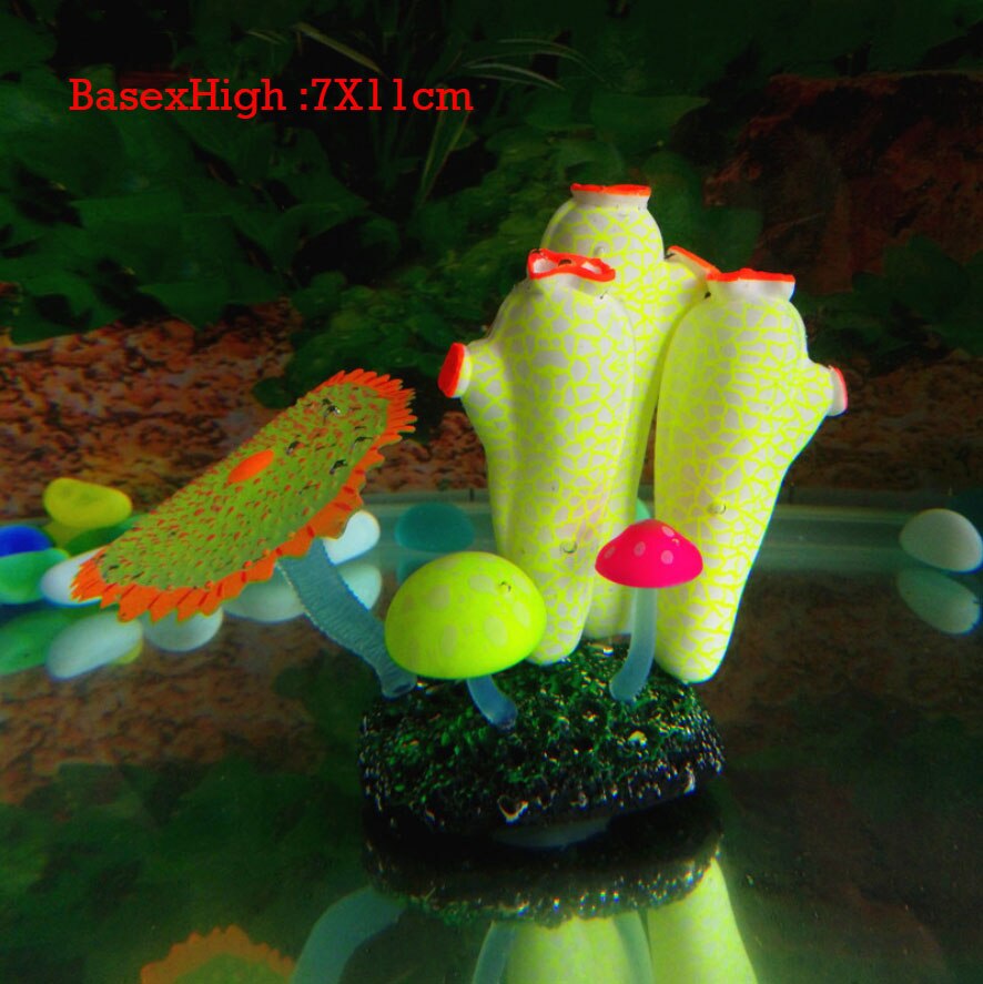 Silicone Glowing Artificial Fish Tank Aquarium Plants Ornament Underwater Ascidian Lettuce Anemone Coral Plant Decor Accessories