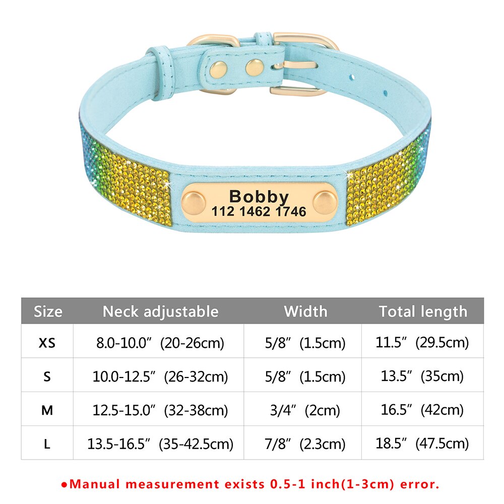 Personalized Cat Collar Bling Rhinestone Small Dog Cats Collars Free Custom Kitten Puppy Nameplate ID Necklace Pet Accessories