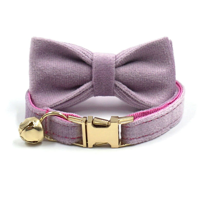 Personalized Cat Collar Velvet ID Engraving Name Tag Collar for Cat Necklace Puppy Kitten Bell Bow tie Custom Small Dog Collar