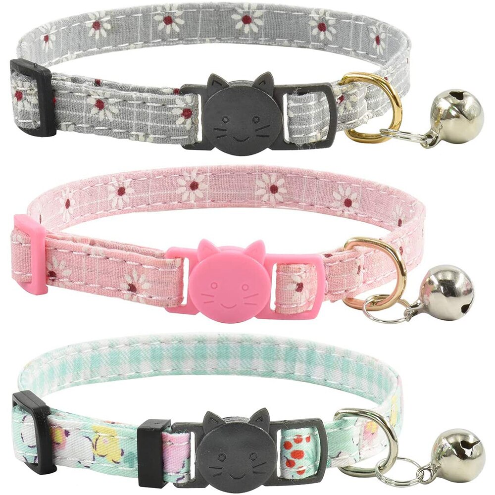 Cat Collar Breakaway with Bell Leopard Durable & Safe Cute Kitten Collars Safety Adjustable Kitty Collar for Cat Puppy 7.5-11in