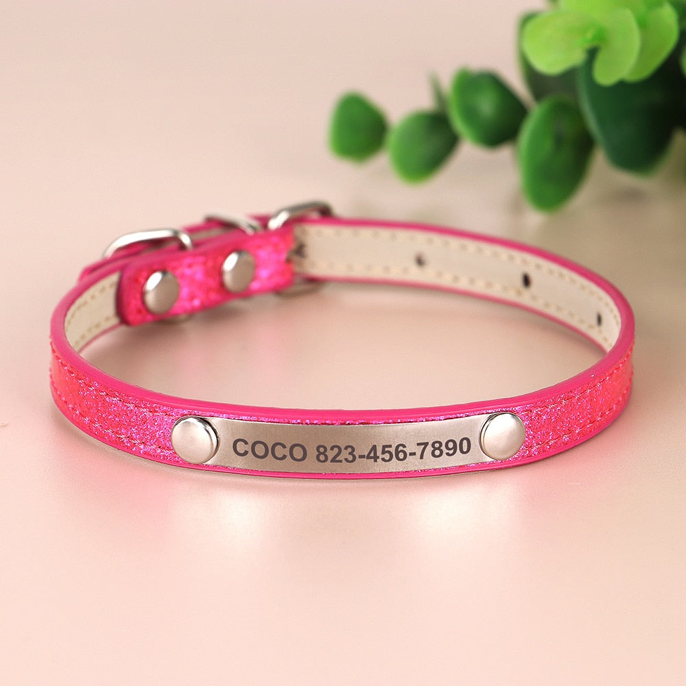 Anti-lost Cat ID Collar Personalized Puppy Cat Collars Necklace Free Engraved ID Name Tag For Kitten Cats Small Dogs Bling