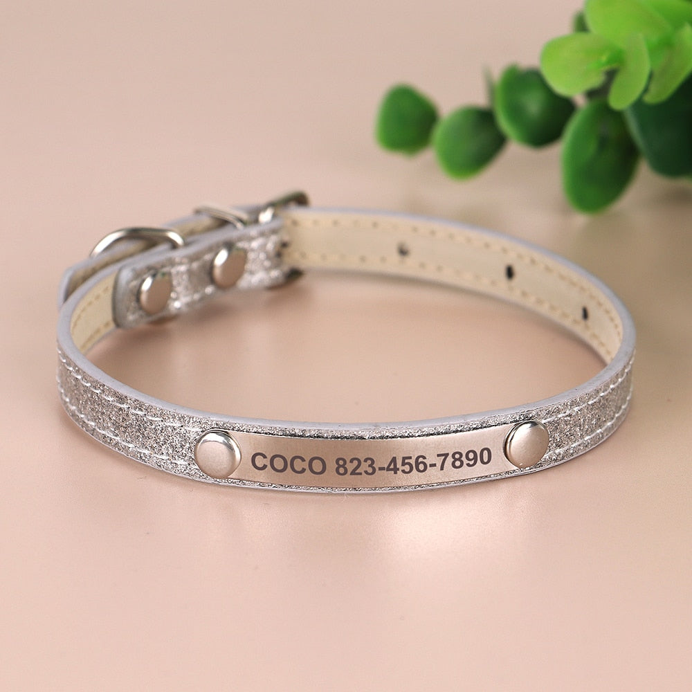Anti-lost Cat ID Collar Personalized Puppy Cat Collars Necklace Free Engraved ID Name Tag For Kitten Cats Small Dogs Bling