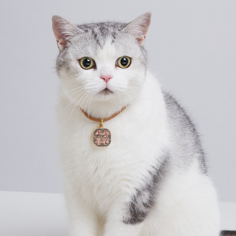 Cat Bell Collar Small Dog Teddy Necklace Adjustable Buckle Bow Tie Cat Neck Ring Pink Cherry Blossom Pendant Pet Collars Jewelry