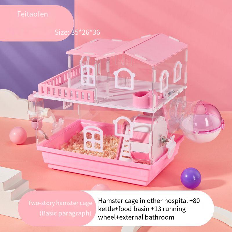 2 Layer Acrylic Hamster Cage Transparent Oversized Double Deck Villa Suitable for Hamster Guinea Pig Small Animals Feeding Box