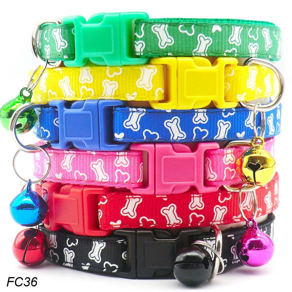 Wholesale 100Pcs Dog Collar With Bells Adjustable Necklace Puppy Kitten Collar Accessories Pet Shop Products Rabbit Neck Strap