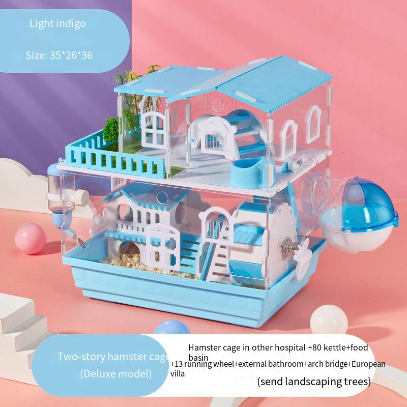 2 Layer Acrylic Hamster Cage Transparent Oversized Double Deck Villa Suitable for Hamster Guinea Pig Small Animals Feeding Box
