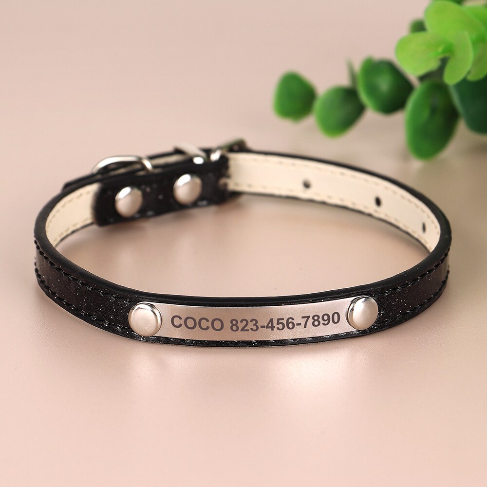 Anti-lost Cat ID Collar Personalized Puppy Cat Collars Necklace Free Engraved ID Name Tag For Kitten Cats Small Dogs Bling
