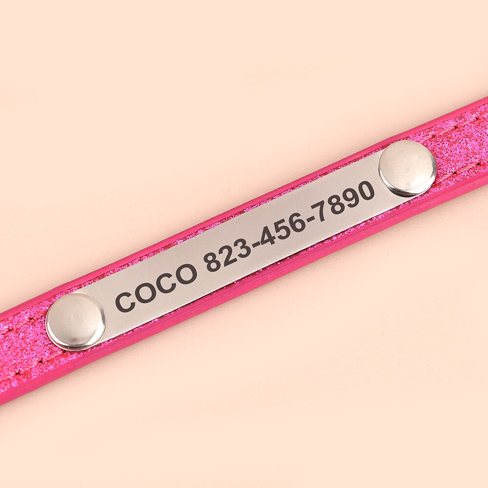 Anti-lost Cat ID Collar Personalized Puppy Cat Collars Necklace Free Engraved ID Name Tag For Kitten Cats Small Dogs Bling