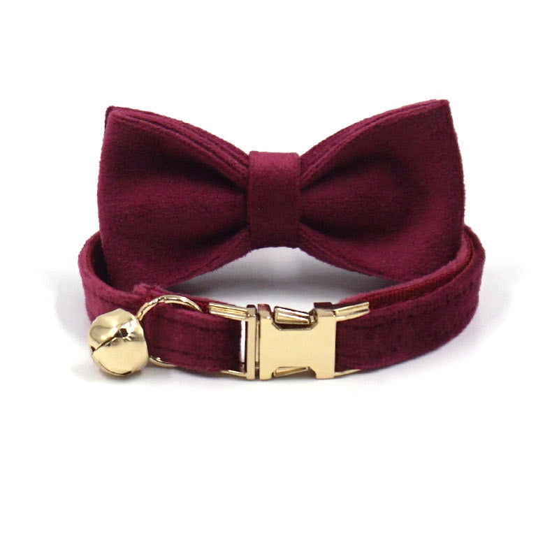 Personalized Cat Collar Velvet ID Engraving Name Tag Collar for Cat Necklace Puppy Kitten Bell Bow tie Custom Small Dog Collar