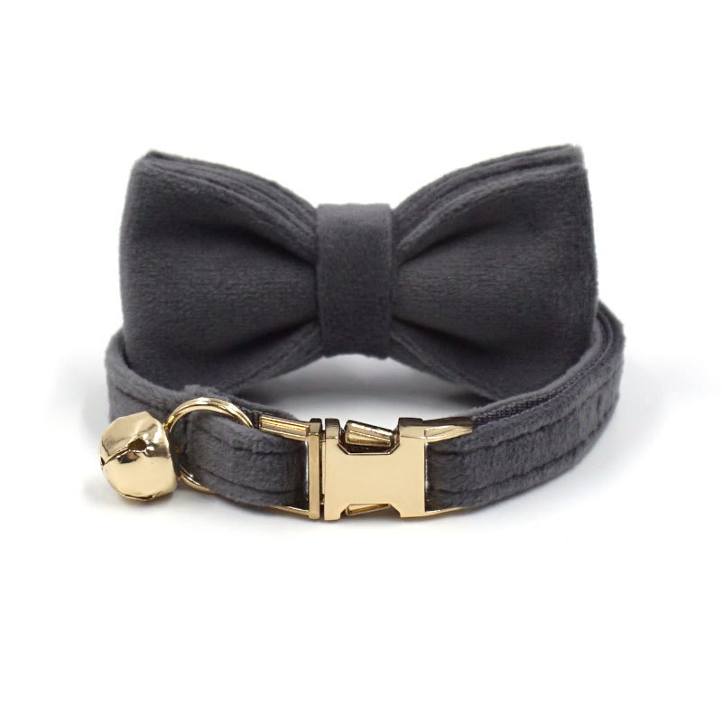Personalized Cat Collar Velvet ID Engraving Name Tag Collar for Cat Necklace Puppy Kitten Bell Bow tie Custom Small Dog Collar