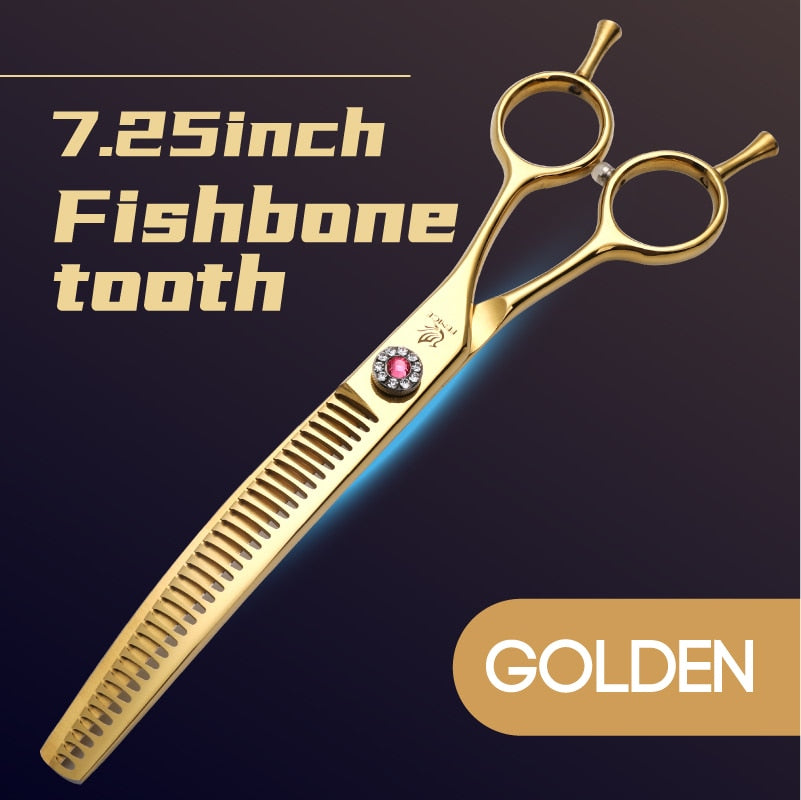Fenice high-end 7.25 inch professional dog grooming scissors curved thinning shears for dogs & cats animal hair tijeras tesoura