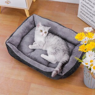 Bed for Dog Cat Pet Square Plush Kennel Medium Small Dog Sofa Bed Cushion Teddy Pet Dog Bed House Pet Supplies Accessories