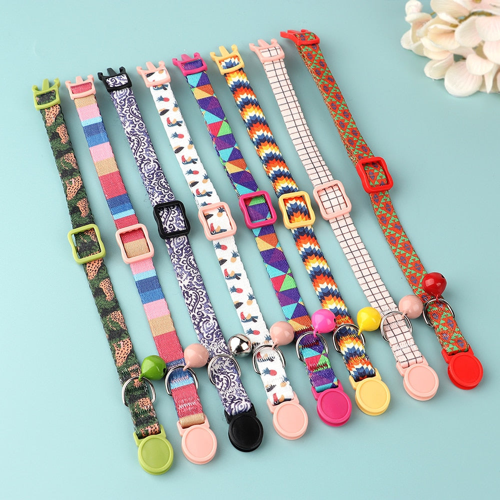 Bohemia Personalized ID Pet Cat Collar Free Engraving Custom Nylon Safety Breakaway Puppy Cat Collars Necklace Pet Accessories