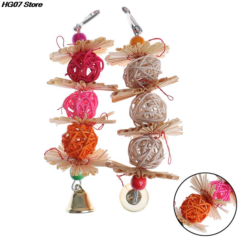 1PC Colorful Parrot Chew Strands Bite Teeth Griiding Ball Bell Attractive Bird Parakeet Toys