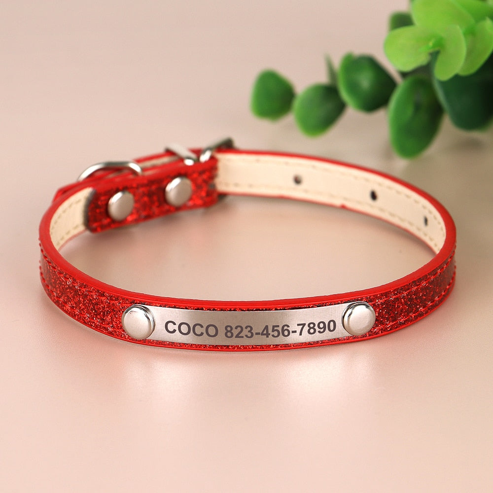 Anti-lost Cat ID Collar Personalized Puppy Cat Collars Necklace Free Engraved ID Name Tag For Kitten Cats Small Dogs Bling