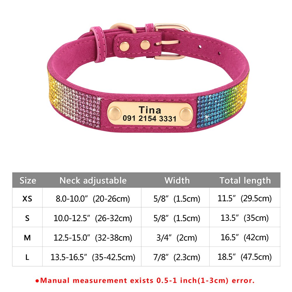 Personalized Cat Collar Bling Rhinestone Small Dog Cats Collars Free Custom Kitten Puppy Nameplate ID Necklace Pet Accessories