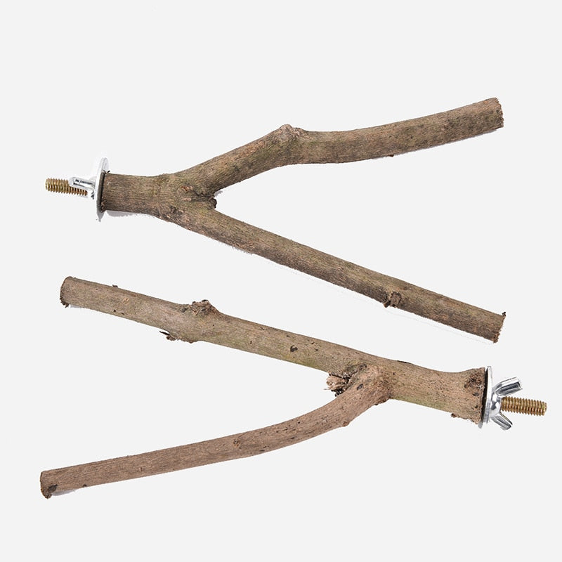 1Pc Hamster Branch Perches For Bird Cage 15cm Pet Parrot Raw Wood Fork Tree Branch Stand Rack Toy