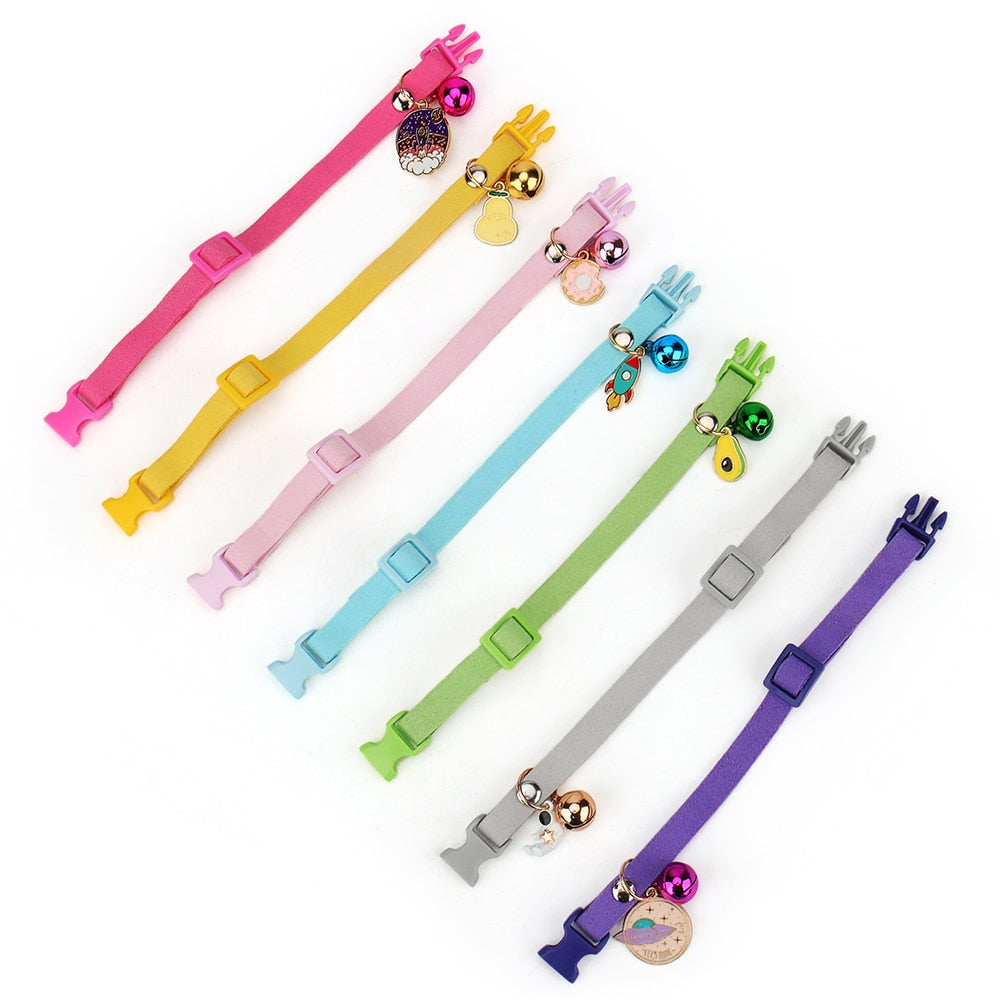 Adjustable Cat Collar, Cute Cat Bib Collar with Bells and Trinkets Pendant Pet Collar for Cats and Puppies Kitten Accessories