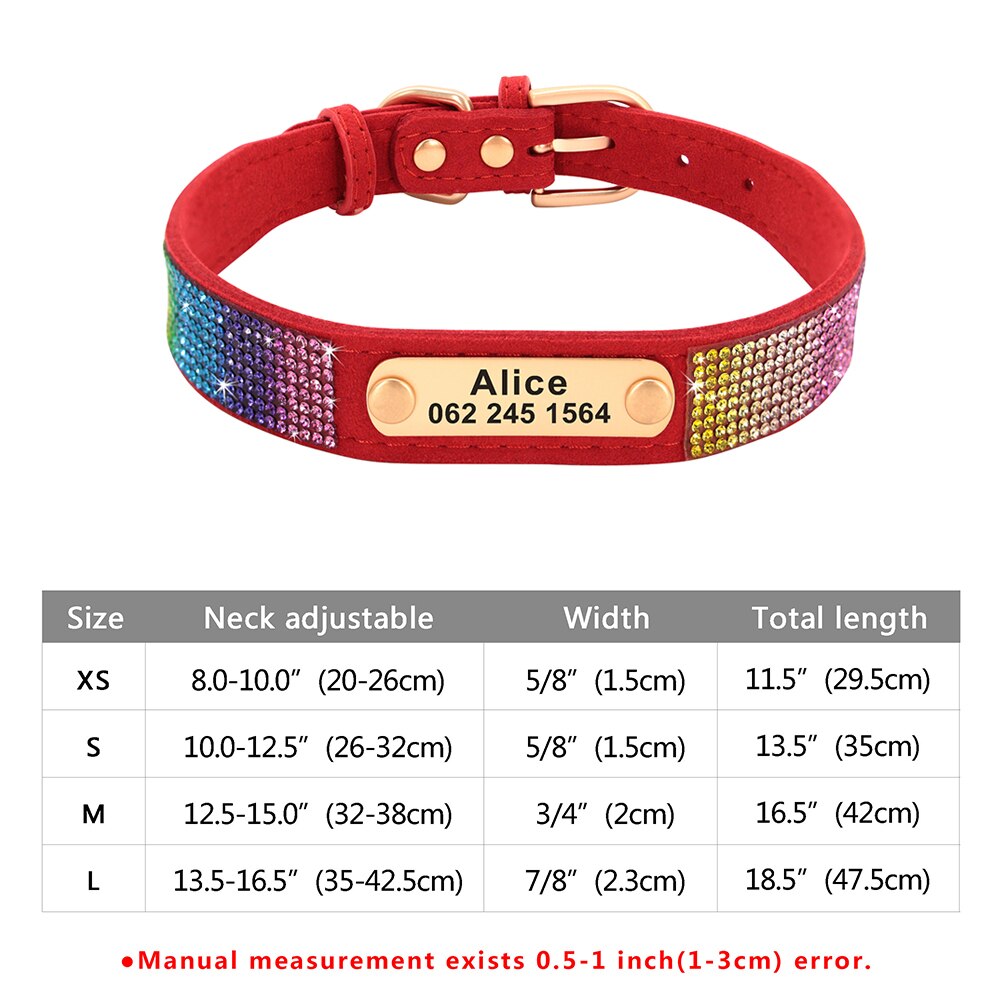 Personalized Cat Collar Bling Rhinestone Small Dog Cats Collars Free Custom Kitten Puppy Nameplate ID Necklace Pet Accessories