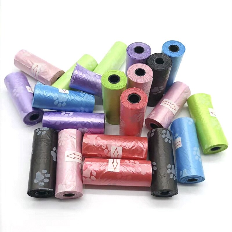 15bag/Roll Dog Cat Poop Bag Collector Pet Pick Up Degradable Garbage Bag Convenient Clean Waste Trash Bag Outdoor Pet Supplies