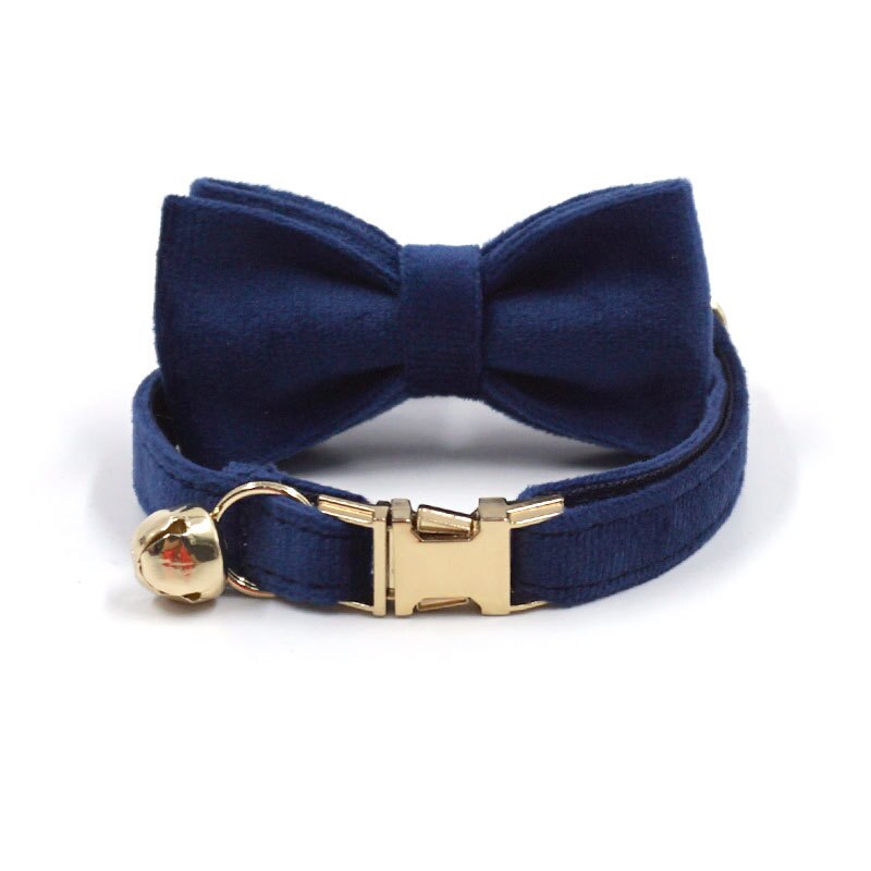 Personalized Cat Collar Velvet ID Engraving Name Tag Collar for Cat Necklace Puppy Kitten Bell Bow tie Custom Small Dog Collar