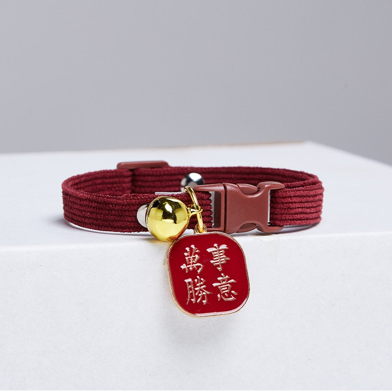 Cat Bell Collar Small Dog Teddy Necklace Adjustable Buckle Bow Tie Cat Neck Ring Pink Cherry Blossom Pendant Pet Collars Jewelry