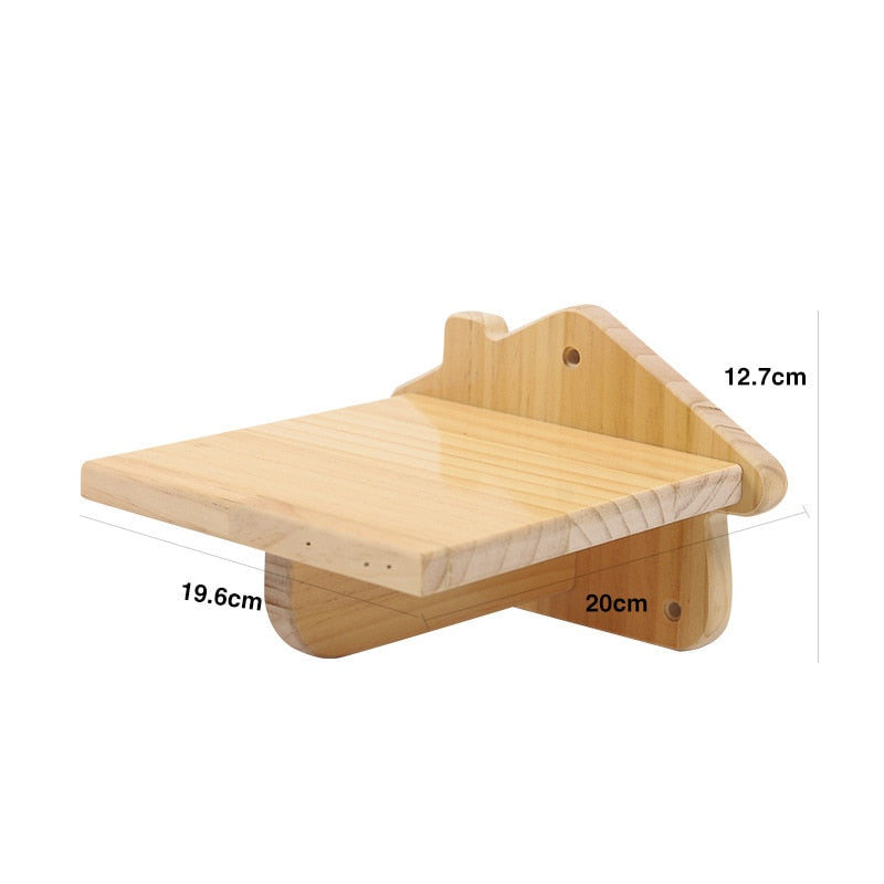 1pcWall-mounted Cat Hammock Bed Pet Furniture Kitten Wall Shelf Set Cat Perch Wooden Scratching Climbing Post Cat Tree House Toy