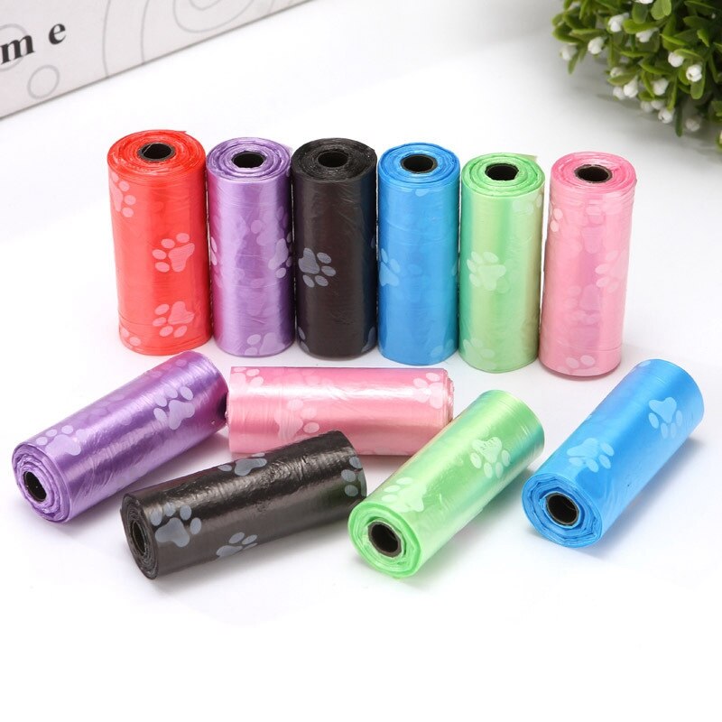 15bag/Roll Dog Cat Poop Bag Collector Pet Pick Up Degradable Garbage Bag Convenient Clean Waste Trash Bag Outdoor Pet Supplies